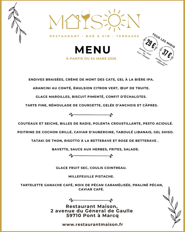 Menu du midi 24 mars