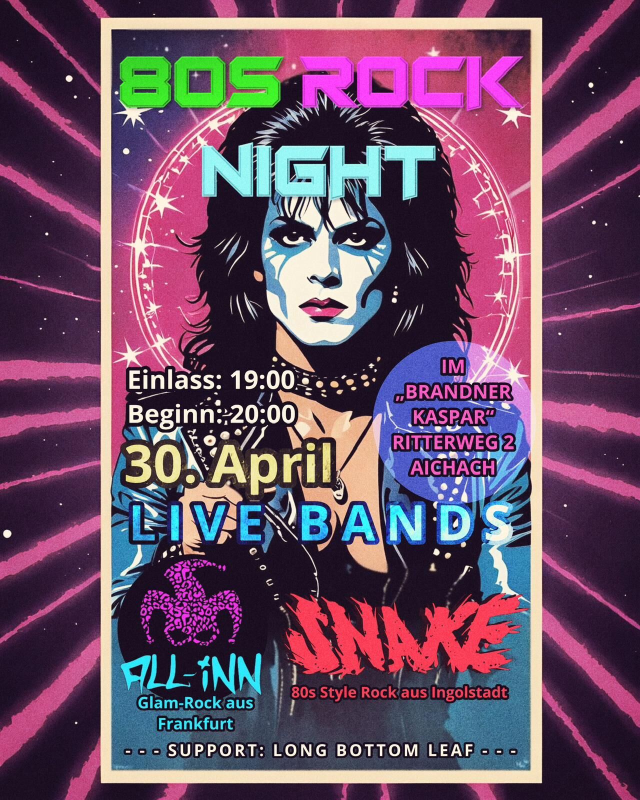 80's Rocknight mit 3 Livebands im Brandner