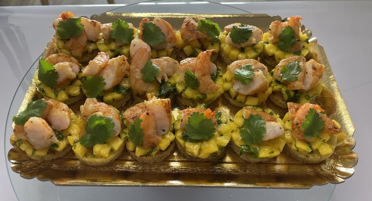 Canapés Mangue crevettes