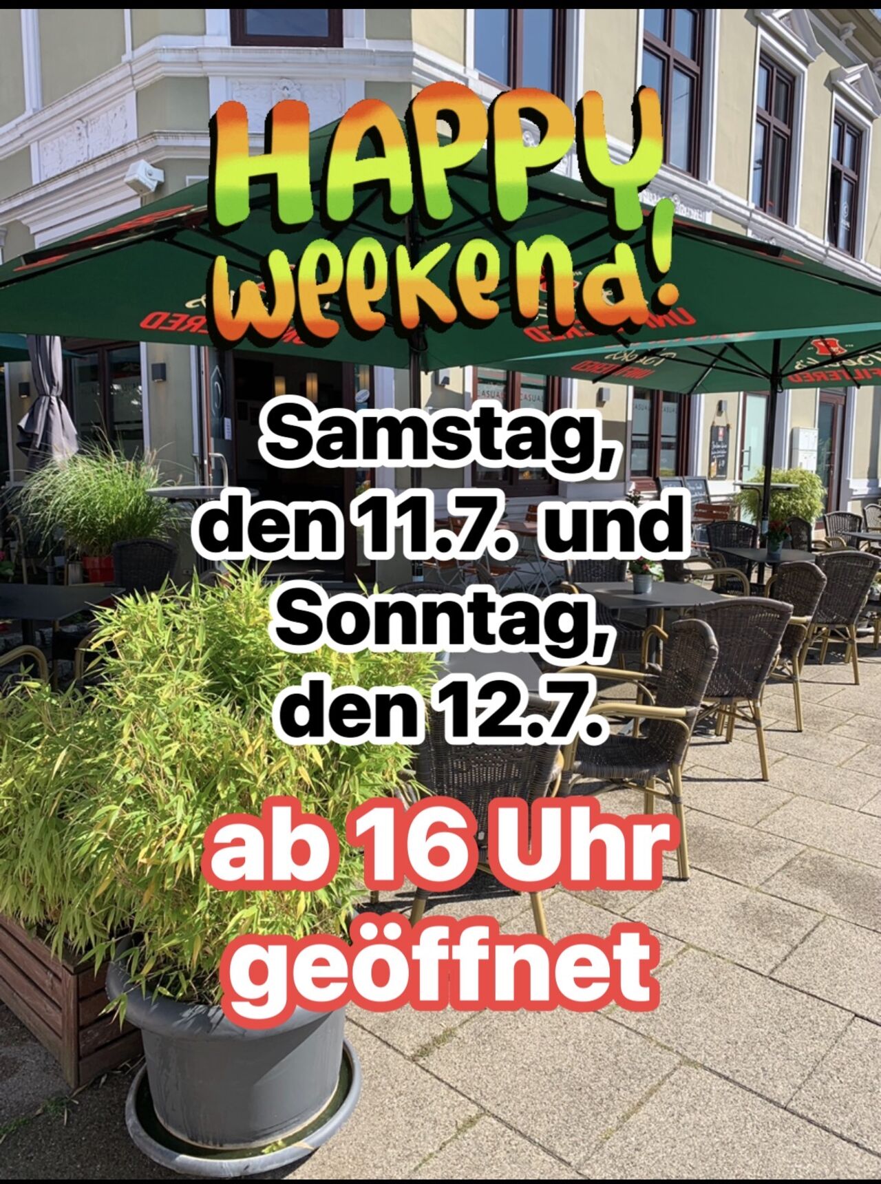 Samstag, den 11.7.26 und Sonntag, den 12.7.26 ab 16 Uhr geöffnet 🎉🏝️
