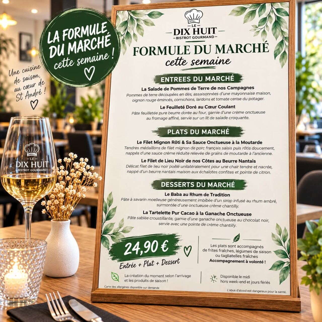 Le menu du marché cette semaine