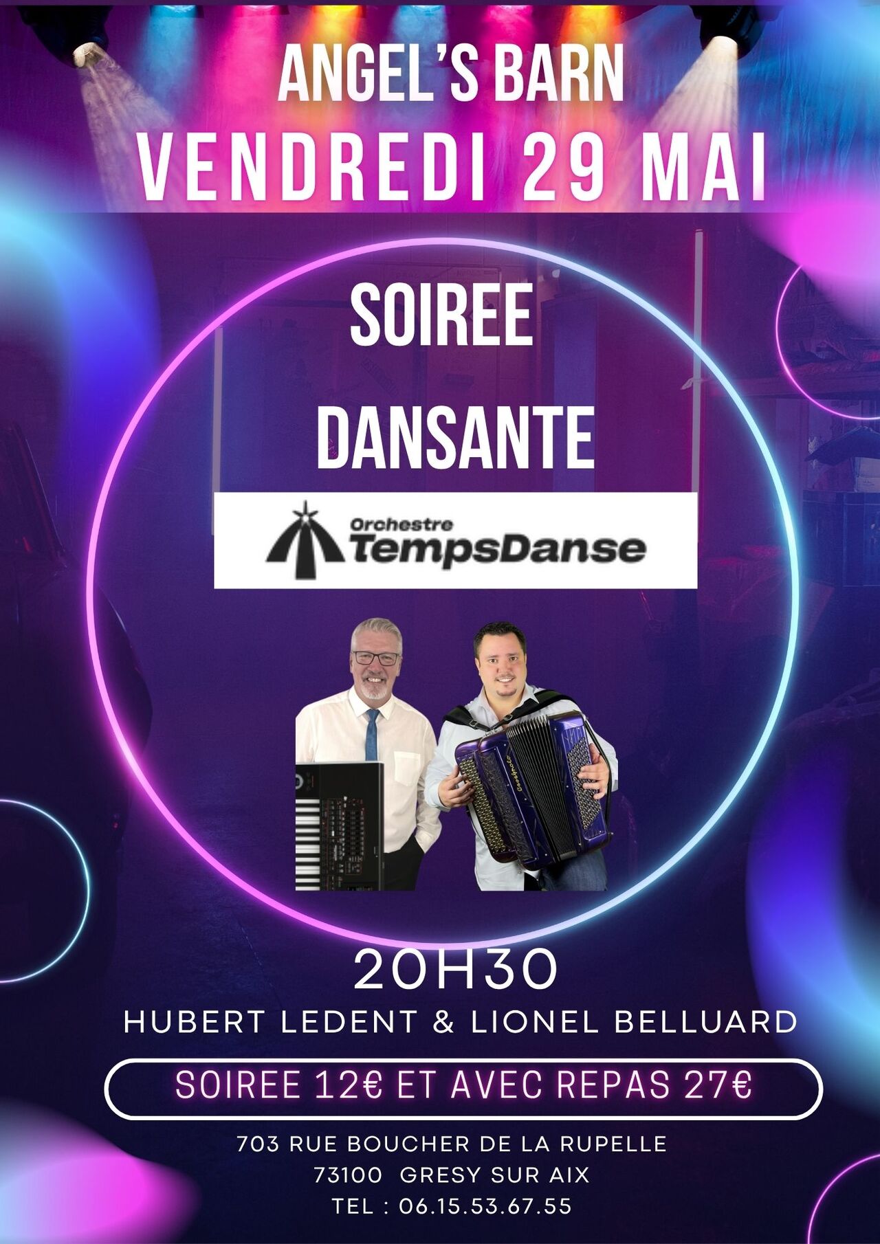 VENDREDI 29 MAI : SOIREE DANSANTE animée par TEMPS DANSE