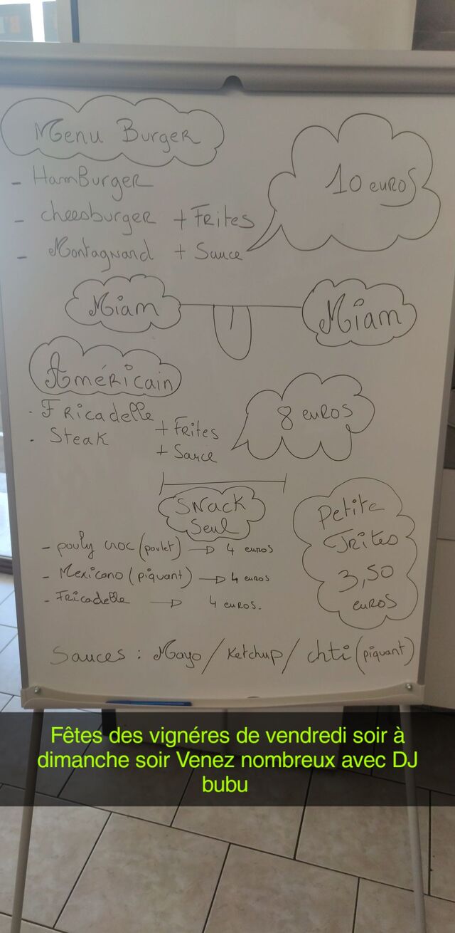 Bonjour à tous
Fêtes des vignéres
De vendredi soir le 22/07 au 24/07 