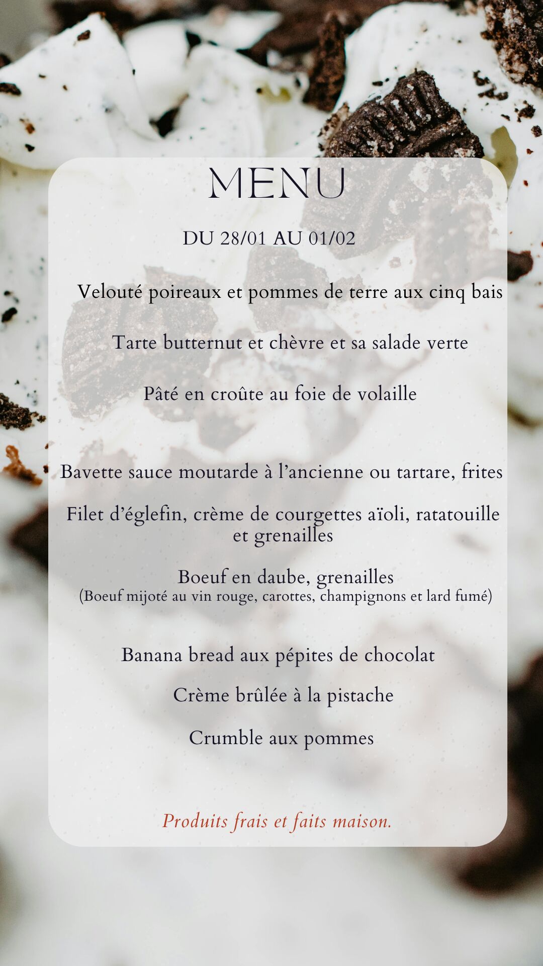 Menu du 28/01/25 au 01/02/25