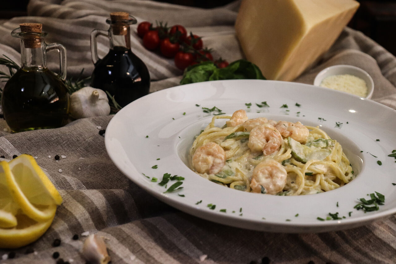 Pasta Zucchini e Gamberetti