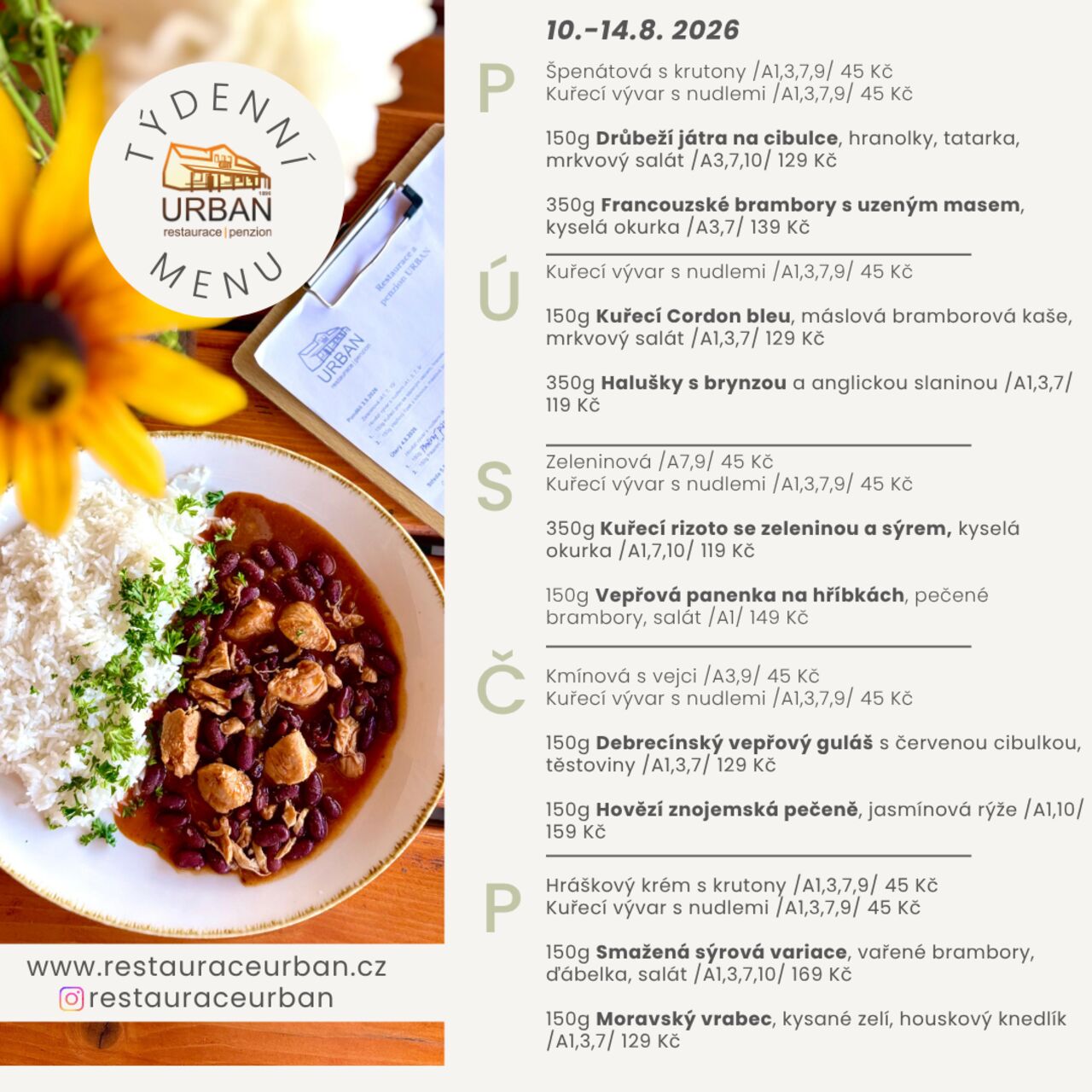 Obědové menu 10.-14.8.