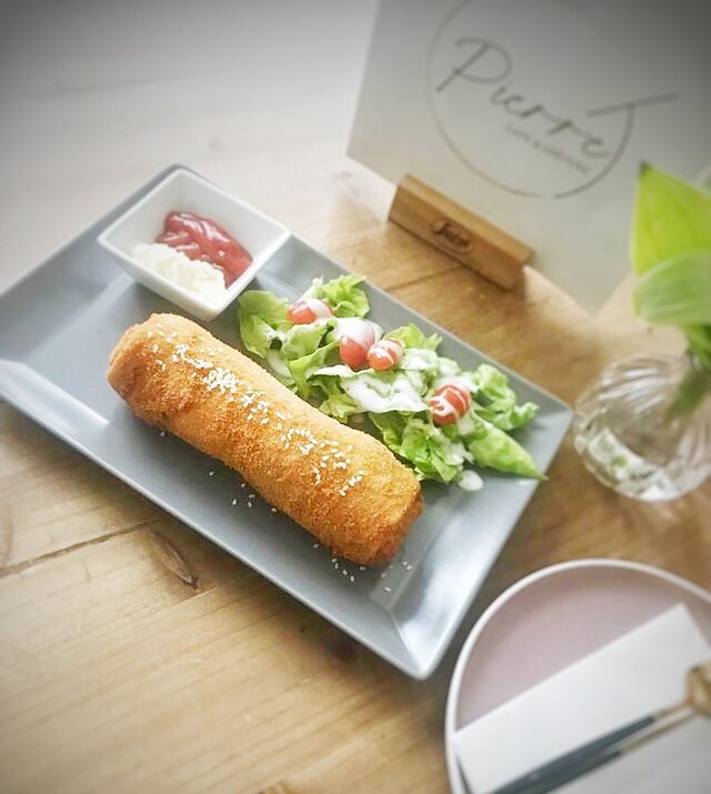 Panierte Crep mit Hanchen und Kasse 