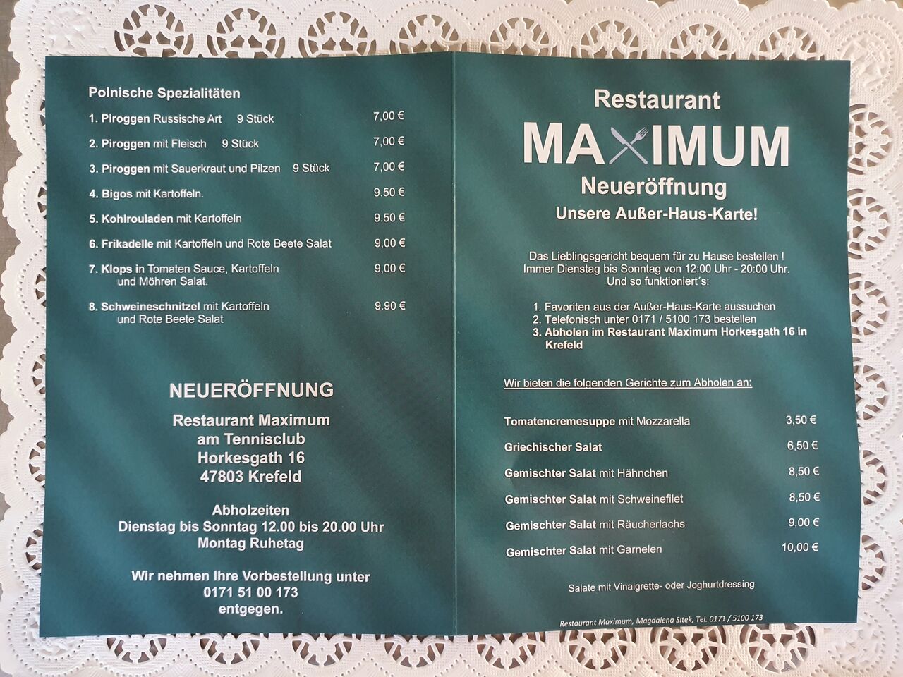 Unsere Speisekarte