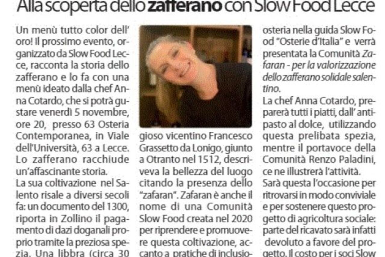 Alla scoperta dello zafferano con Slow Food Lecce