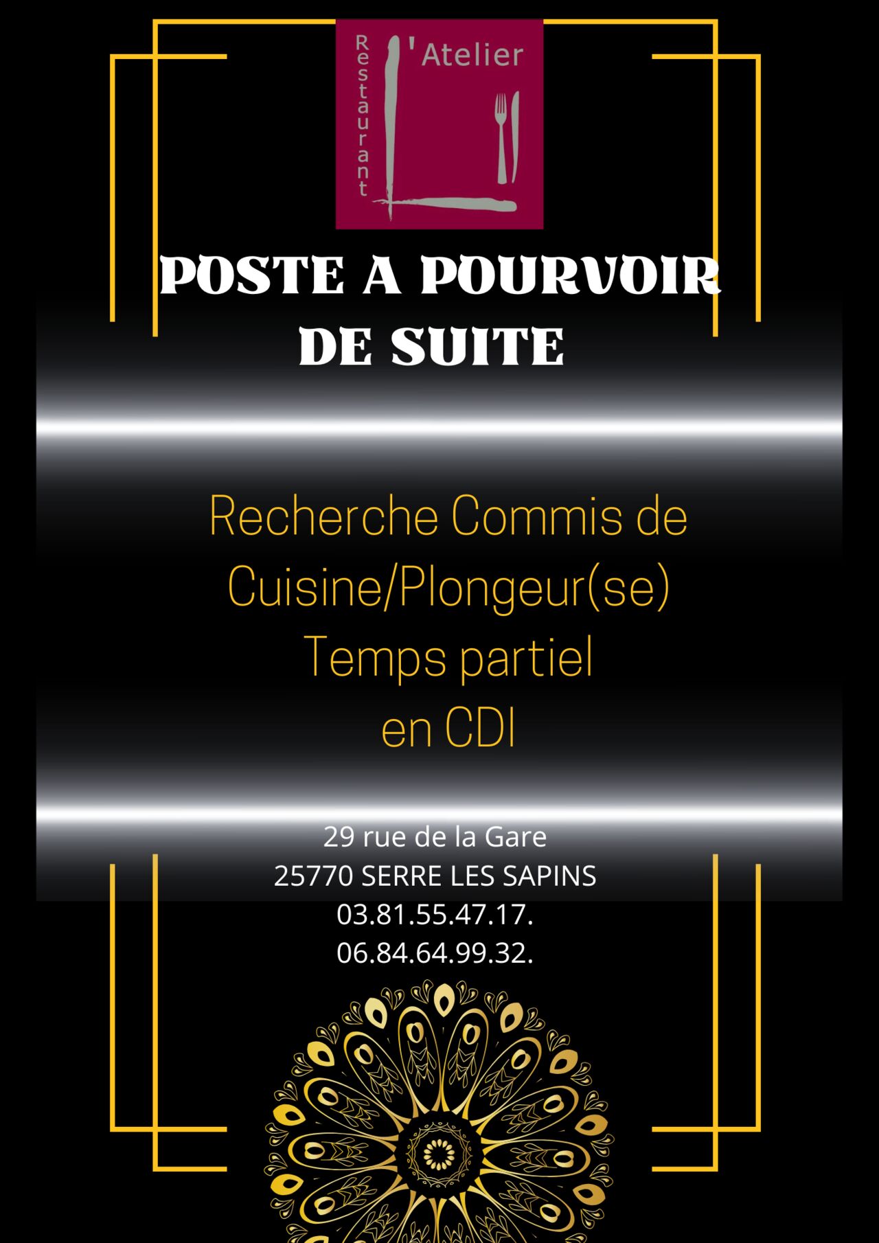 Commis de Cuisine/Plongeur(se)