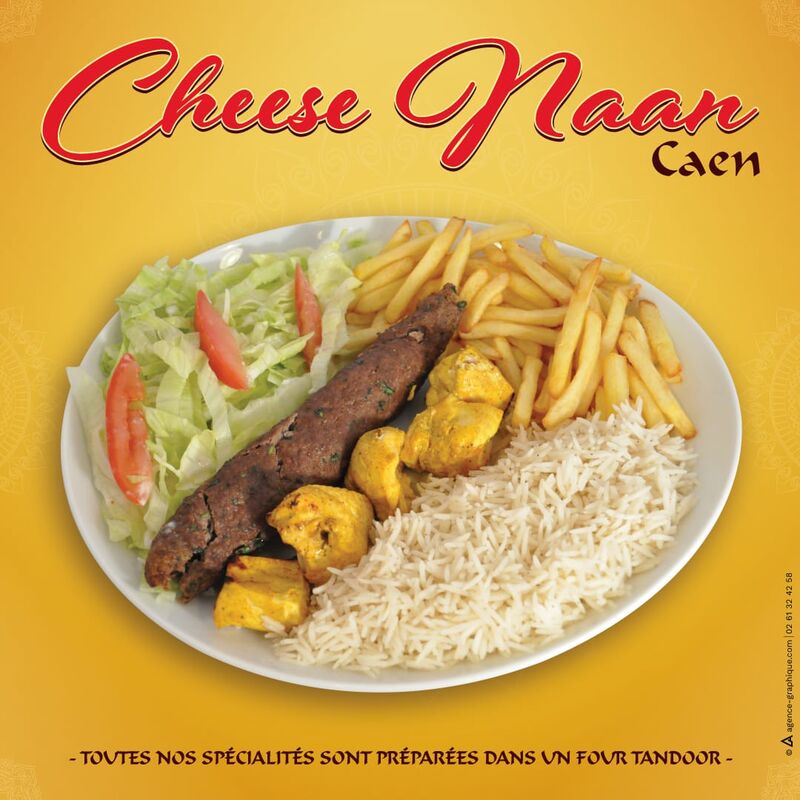 ASSIETTE SPÉCIAL
Une brochette de poulet, une brochette de boeuf, frites, riz basmati et crudité + UN NAAN AU CHOIX + BOISSON