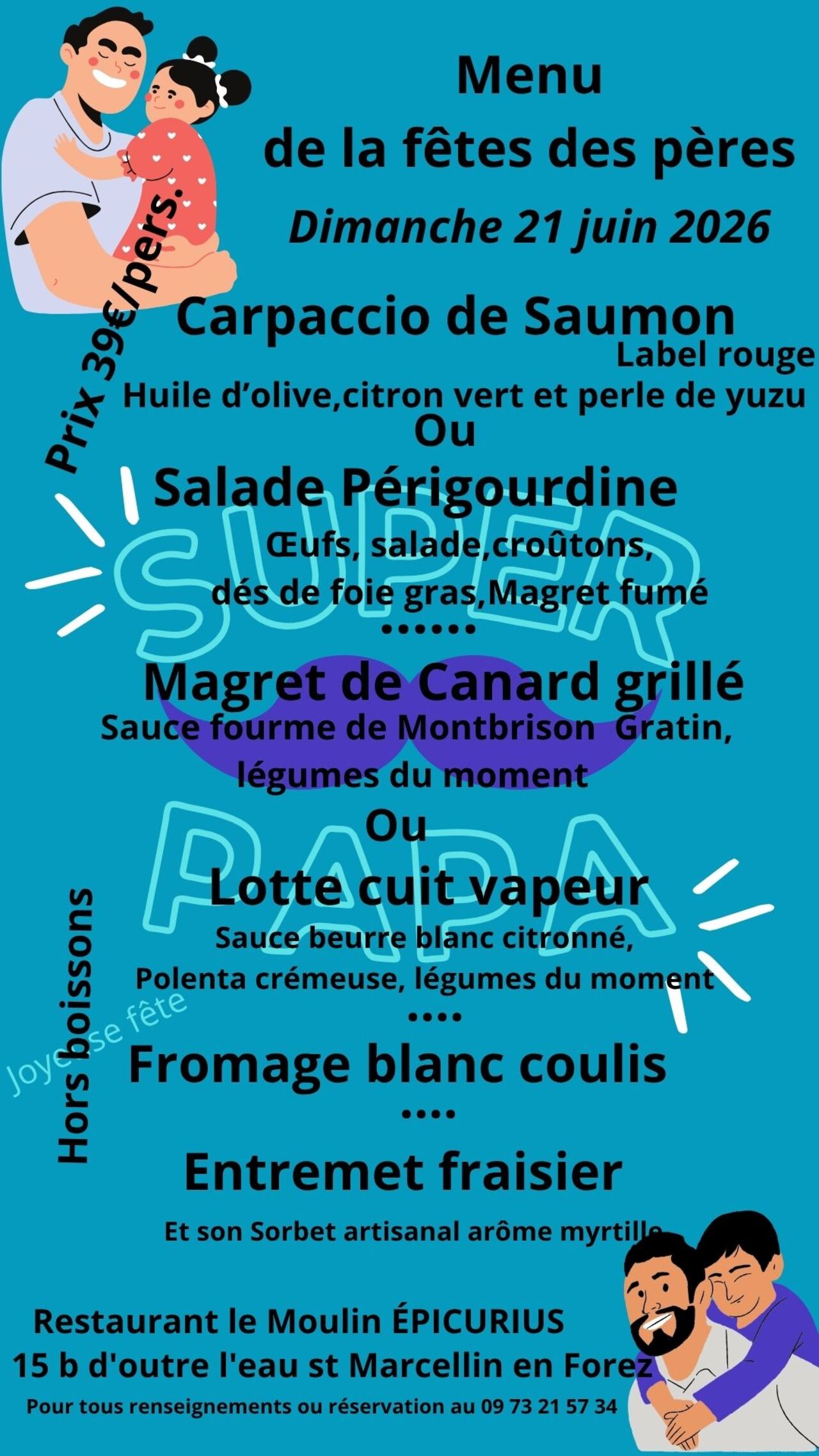 Menu spécial fêtes des pères