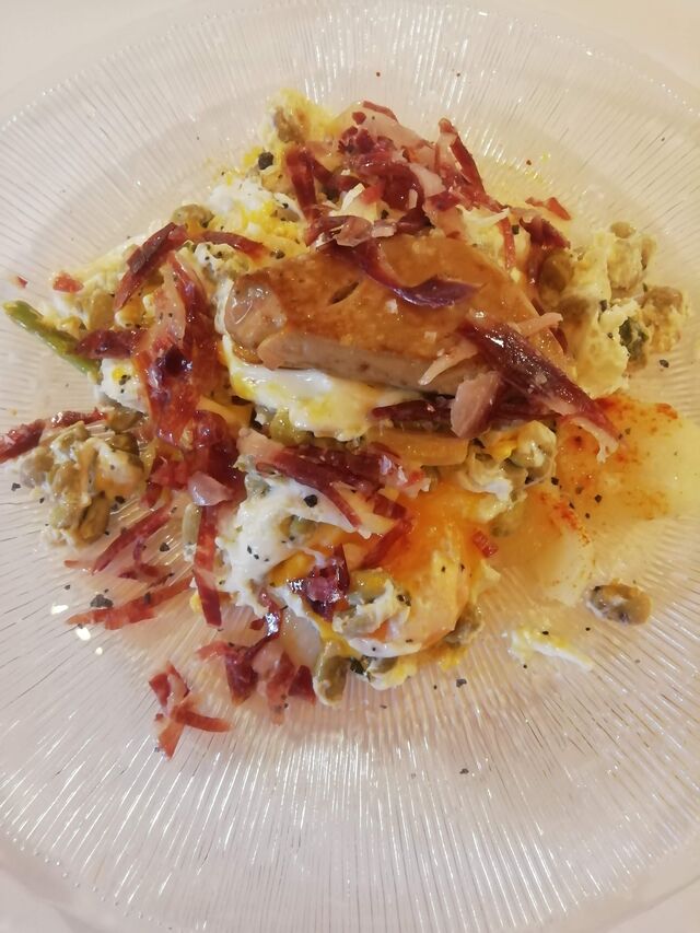 Revuelto de Verduritas con Foie