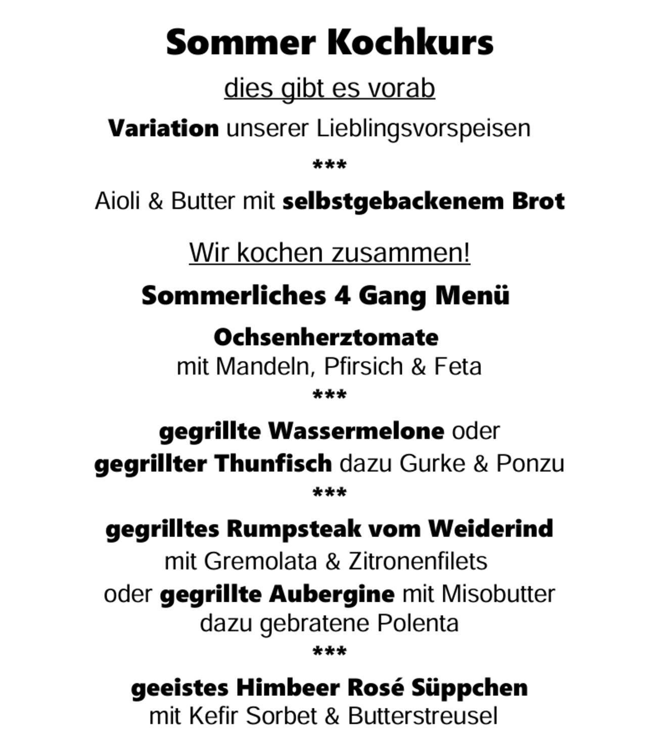 Sommer Kochkurs