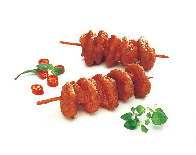 brochette crizzly
viande de volaille , marinade , enrobé d une pte a beignet