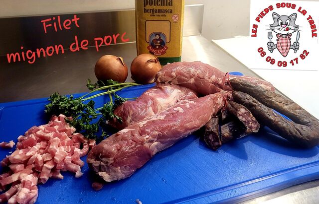 Filet Mignon de Porc sauce Figatelli, polenta crémeuse