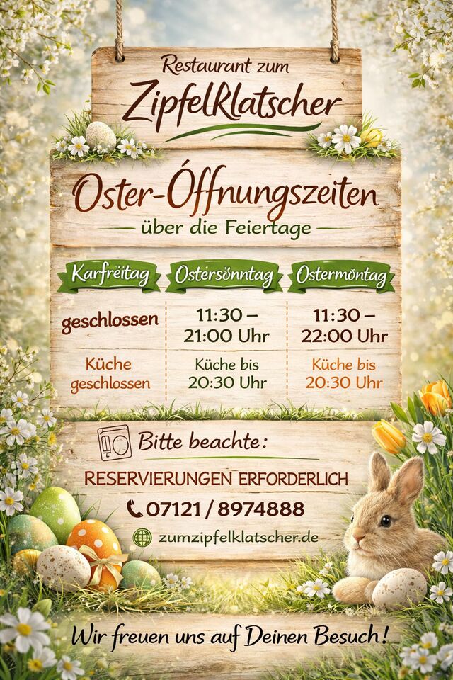 Unsere Öffnungszeiten an den Osterfeiertagen
