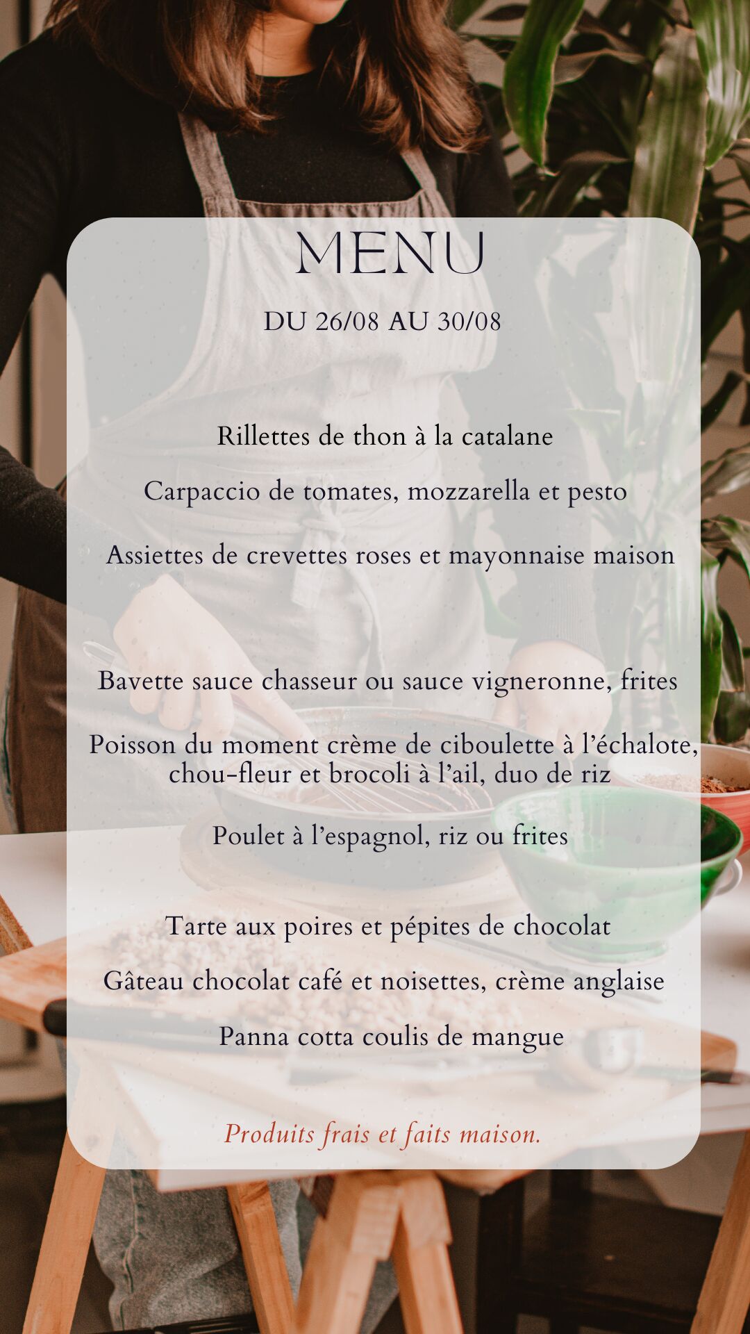 Menu du 26/08/25 au 30/08/25