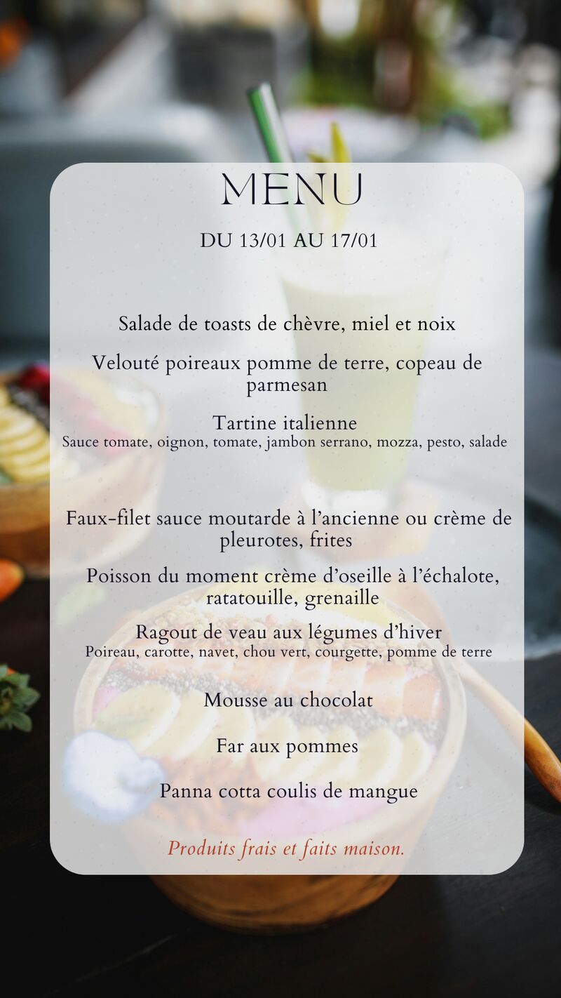 Menu du 13/01/26 au 17/01/26