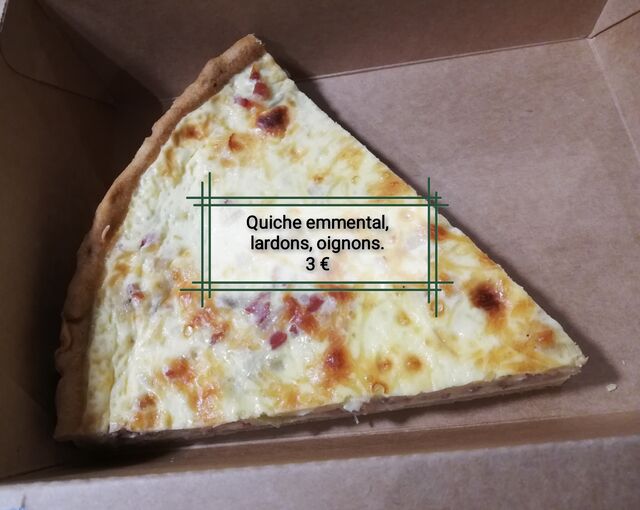 Entrée du 29 juin 2021
Quiche à l'emmental, lardons et oignons