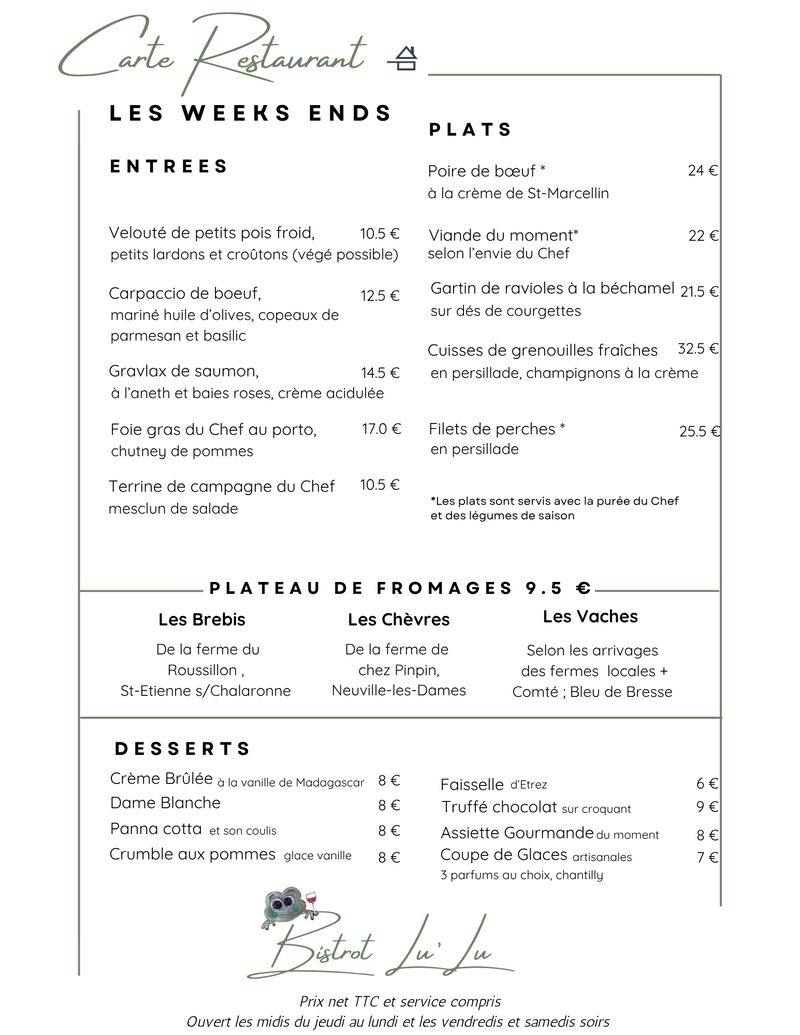 CARTE WEEK END