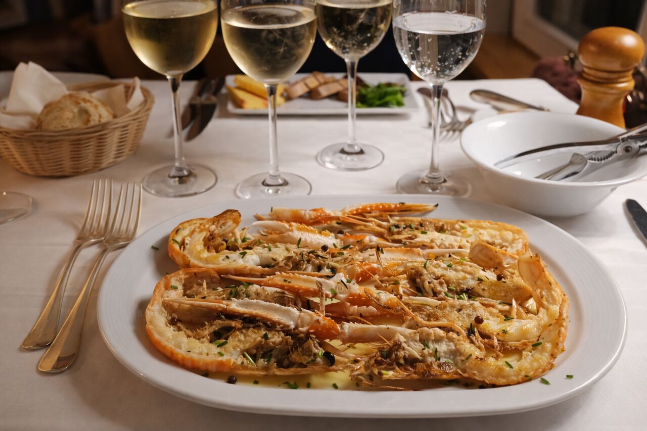 Gegrilde langoustines met look.