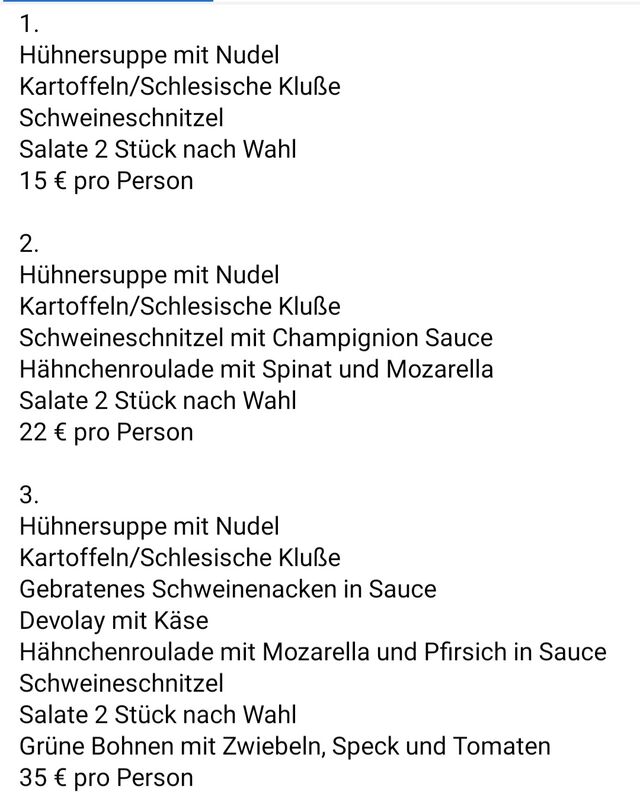 CATERING für die Kommunion 