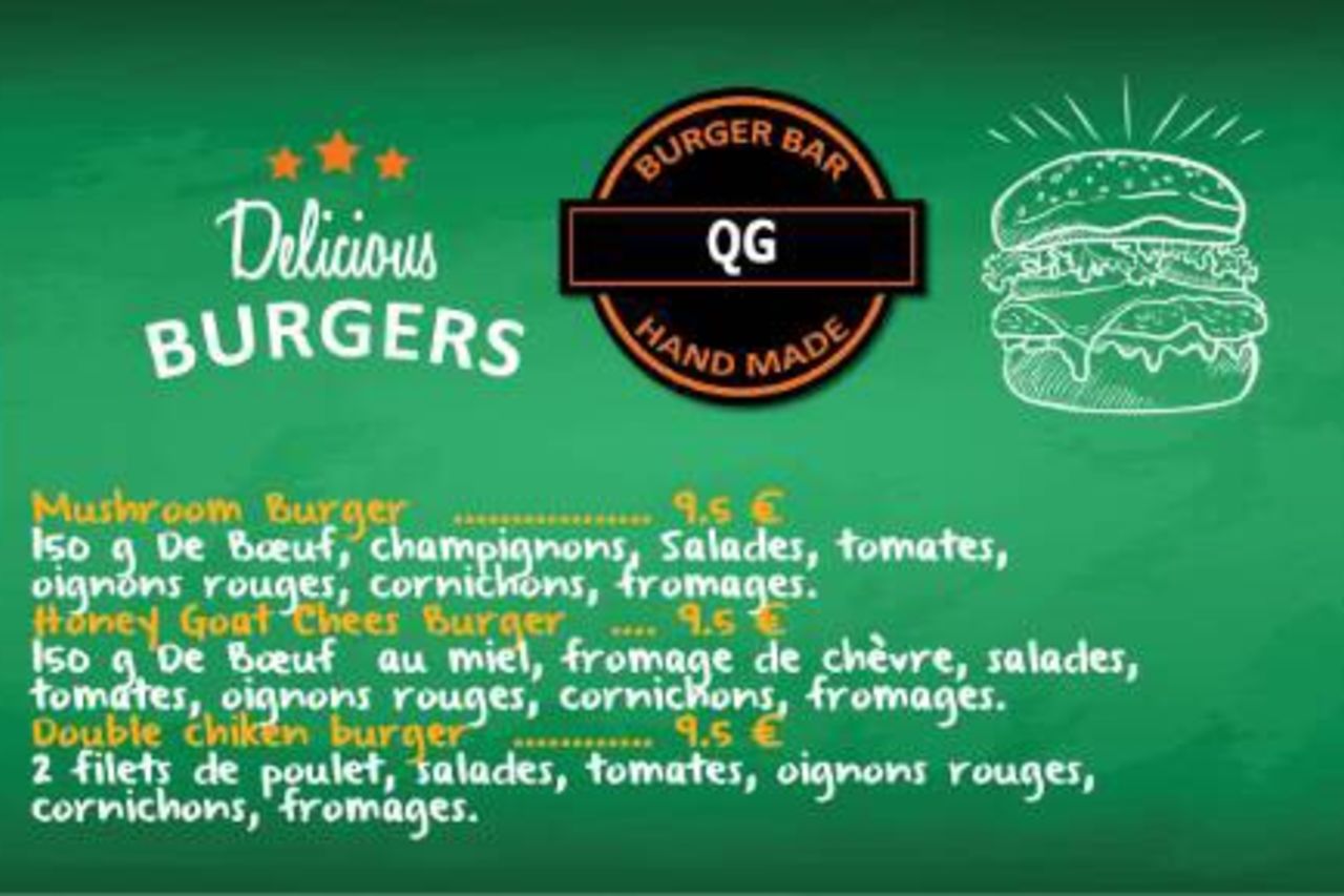 Menu QG burger bar