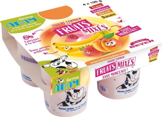 Yaourts aux fruits mixés Ferme Adam - 4x100gr - 1,89€