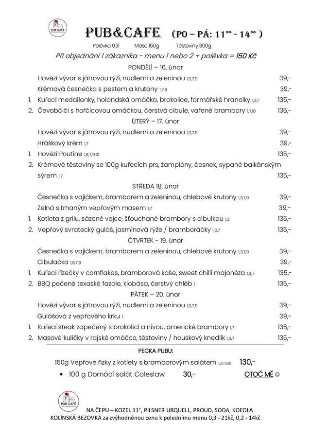 Denní menu od 16. ÚNORA