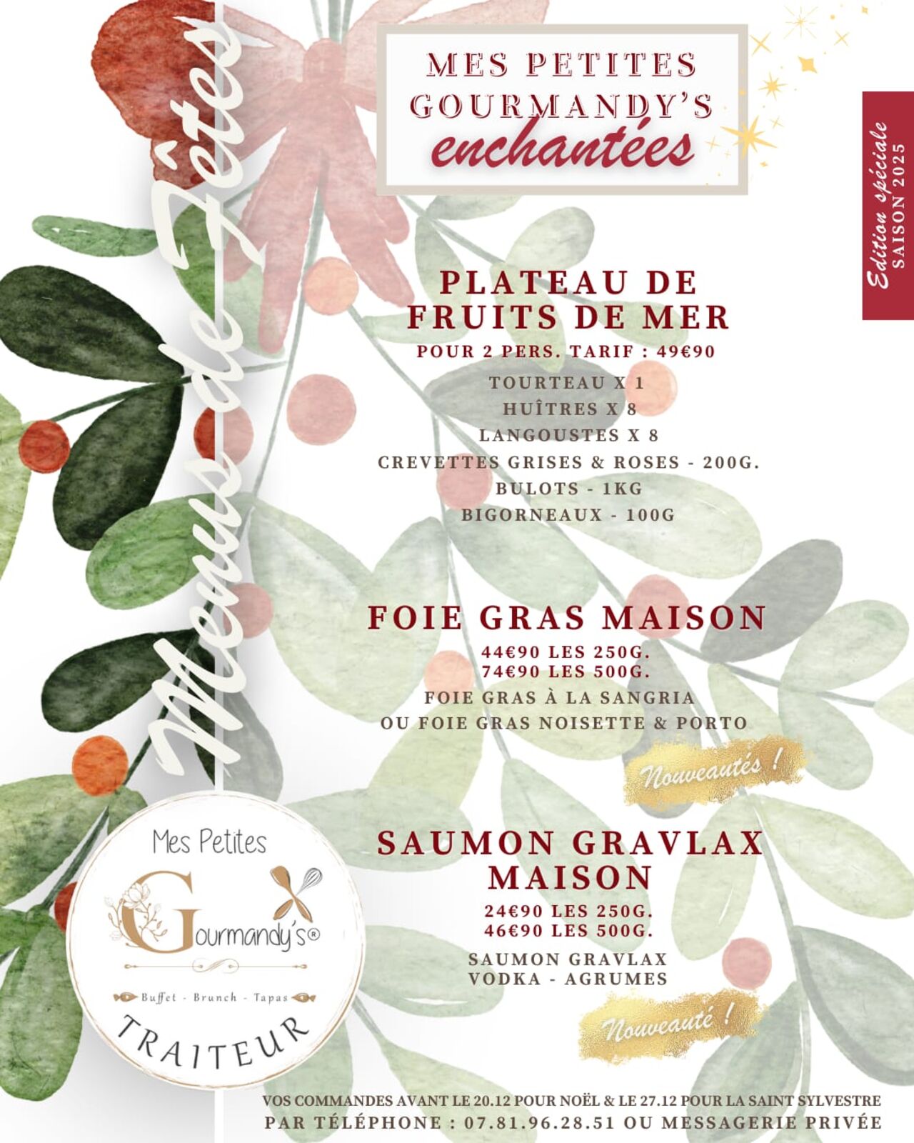 Menu des fêtes 2025