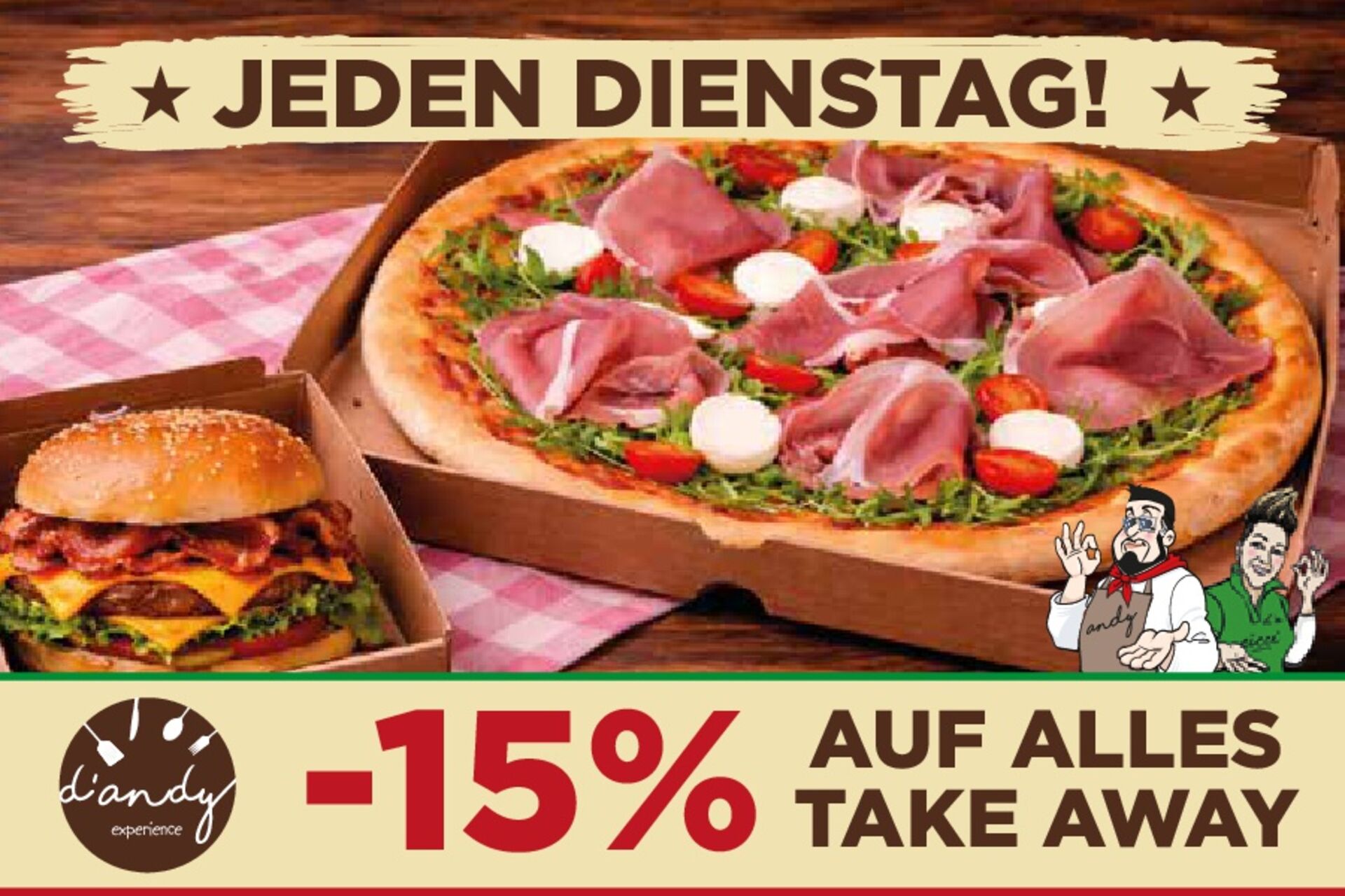 TAKE AWAY DAY , JEDEN DIENSTAG 15% !!!!!