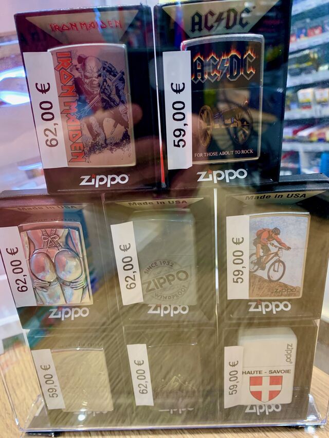 Briquet Zippo, AC/DC, Iron Maiden, Ht Savoie, VTT, etc...