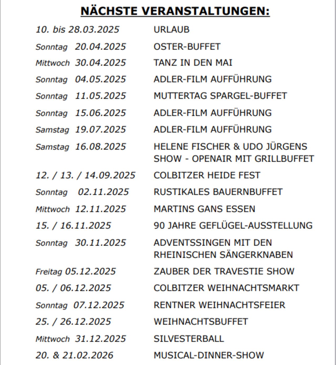 UNSER VERANSTALTUNGSPLAN 2025