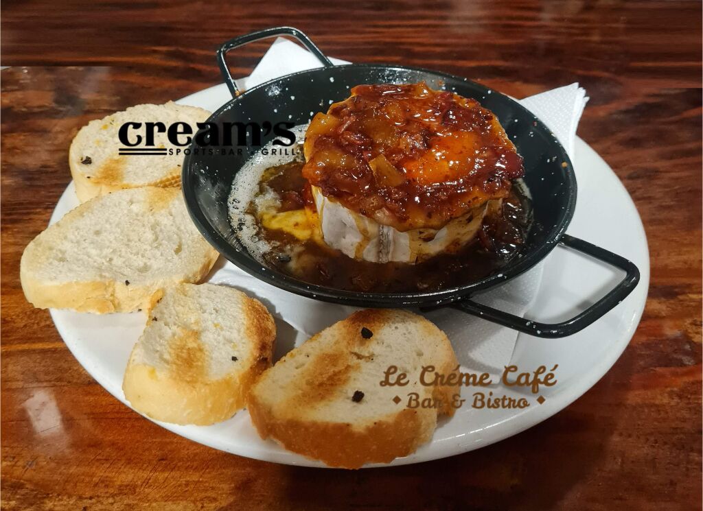 SMOKED GOAT CHEESE ROLL TOPPED W/APRICOT BACON JAM