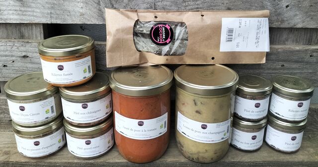 patés, rillettes, conserves, saucisson de j'adore le cochon
