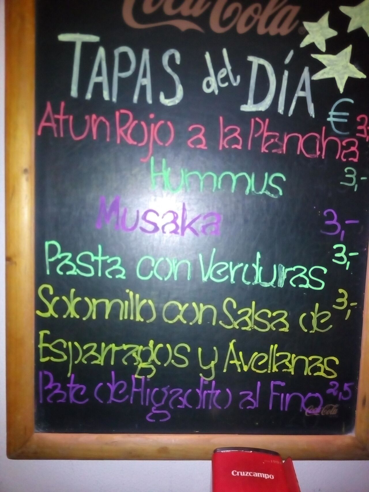 Nuestras tapas que van variando cada semana
