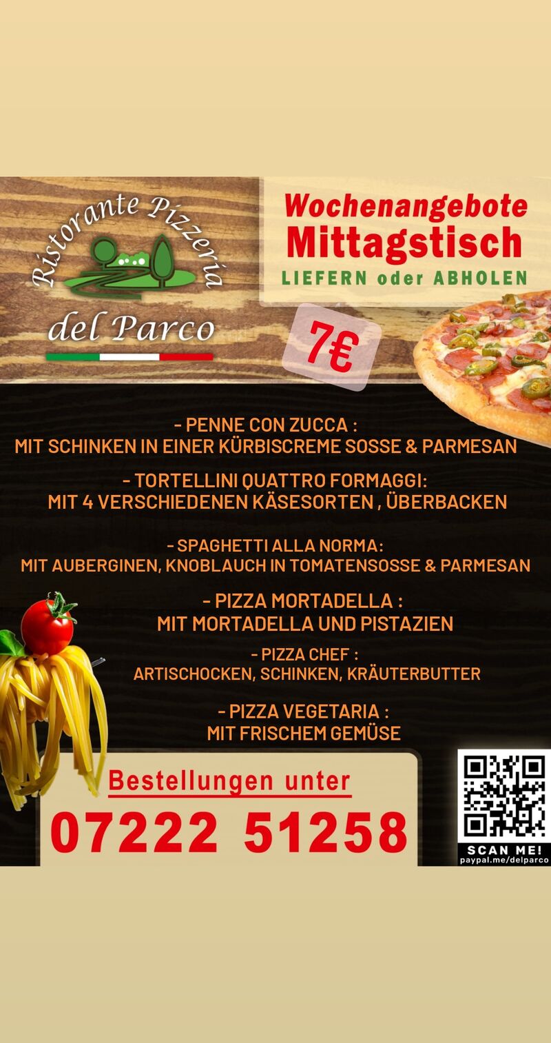 + + + + + MITTAGSTISCH 3 - 6 Nov. + + + + +
11Uhr - 14Uhr
Zum liefern & abholen Für 7€