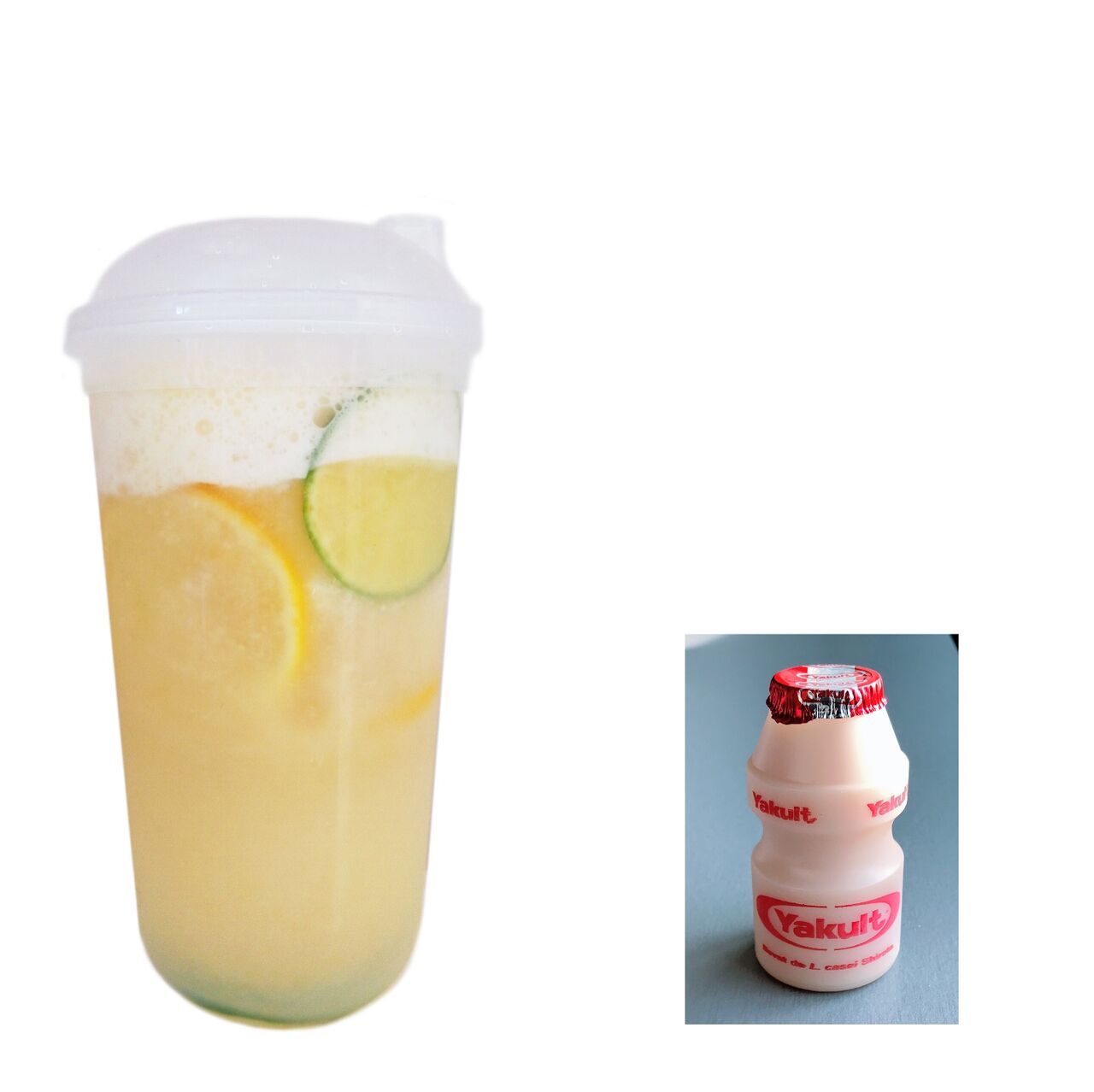 Yakult con Limone( Yakult con Pompelmo. Yakult con Frutto della Passione)
(*Misto con Yakult )