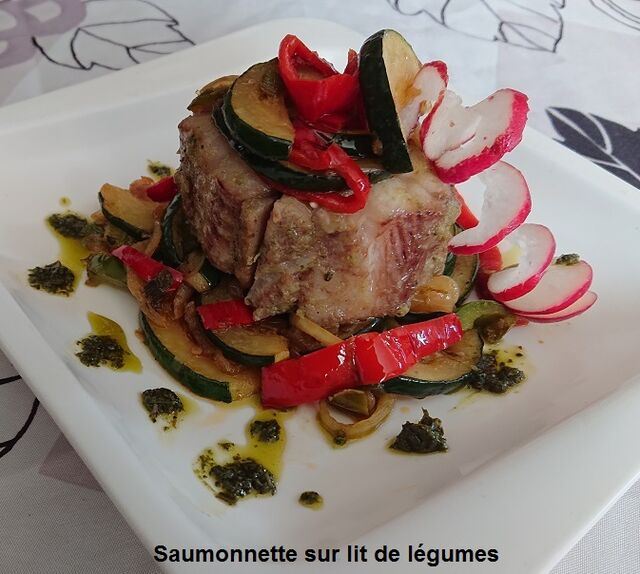 Saumonette légume émulsion de basilic