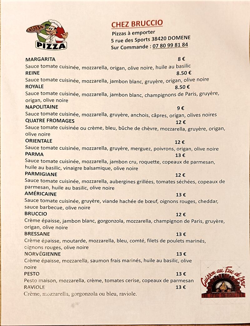 Cartes des pizzas tarif 2025 3