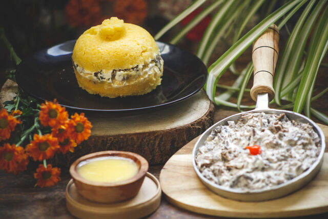 Couscous brésilien, à base de flocons de maïs, sans gluten. 