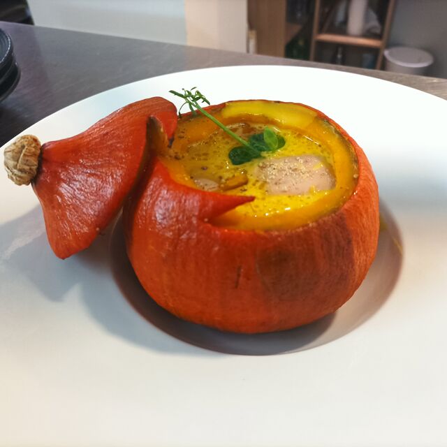 Soupière de Potimarron au Foie Gras et Châtaignes