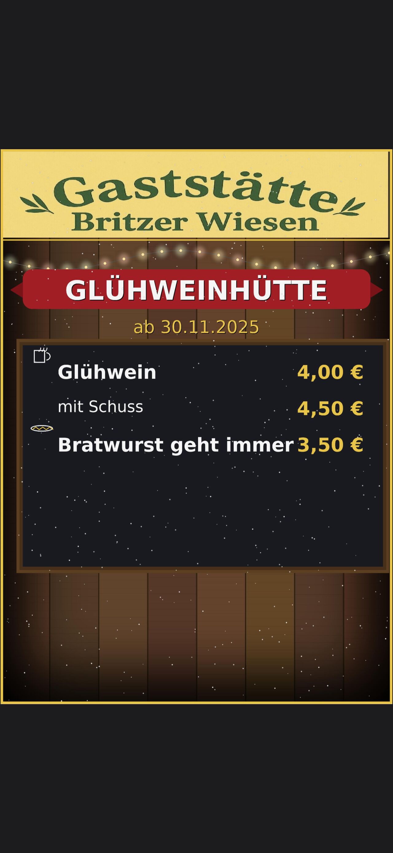 Glühwein und Bratwurst ab 30.11.2025