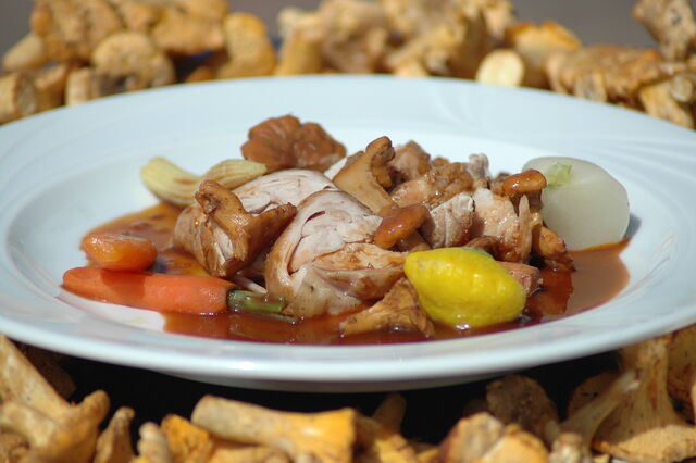 Râble de lapereau aux girolles 