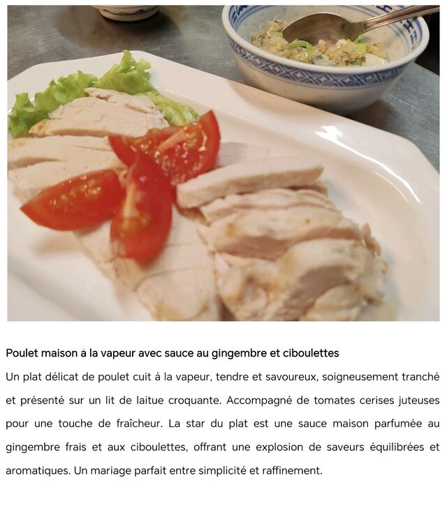 Poulet maison à la vapeur 