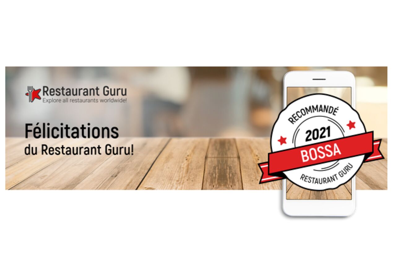Certificat d'Excellence pour BOSSA par Restaurant Guru