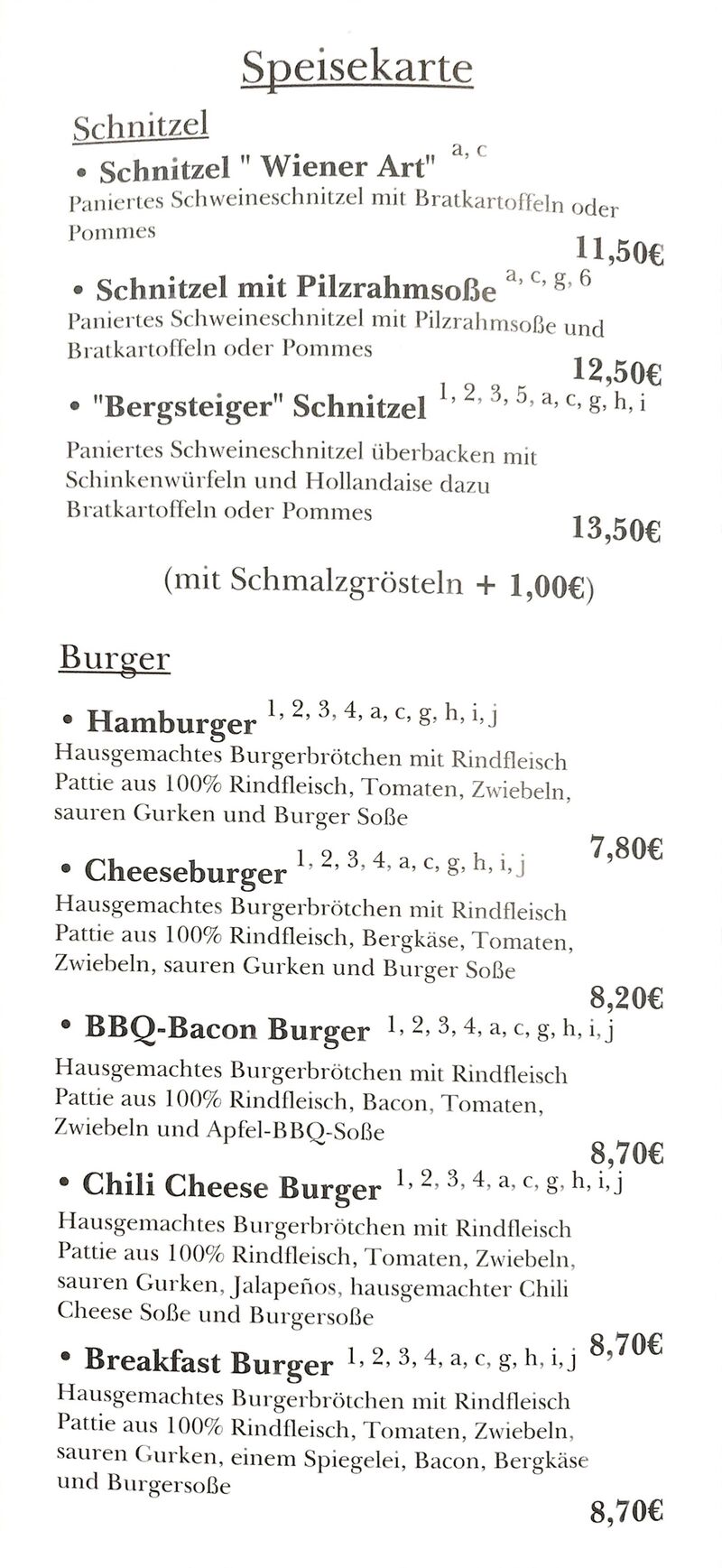 Speisekarte S. 1
