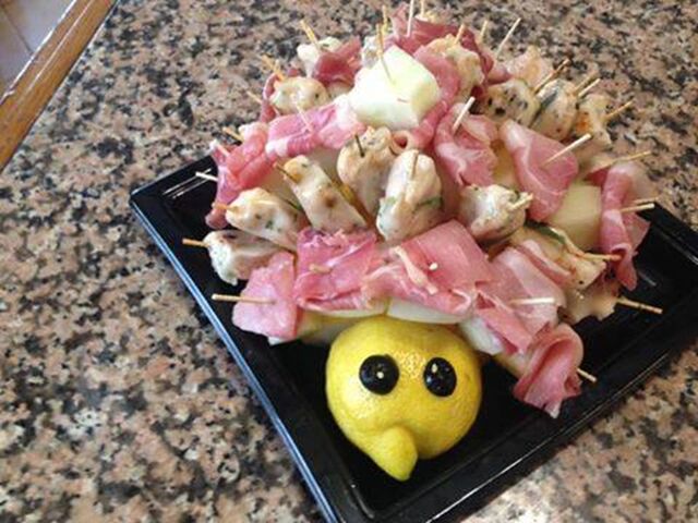 Hérisson jambon cru melon jaune