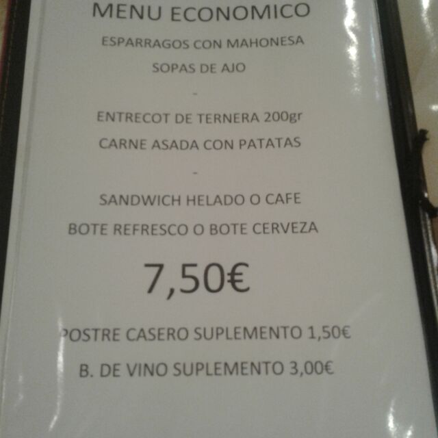 Menu economico de 13:00h a 16:00h por 7,50€
